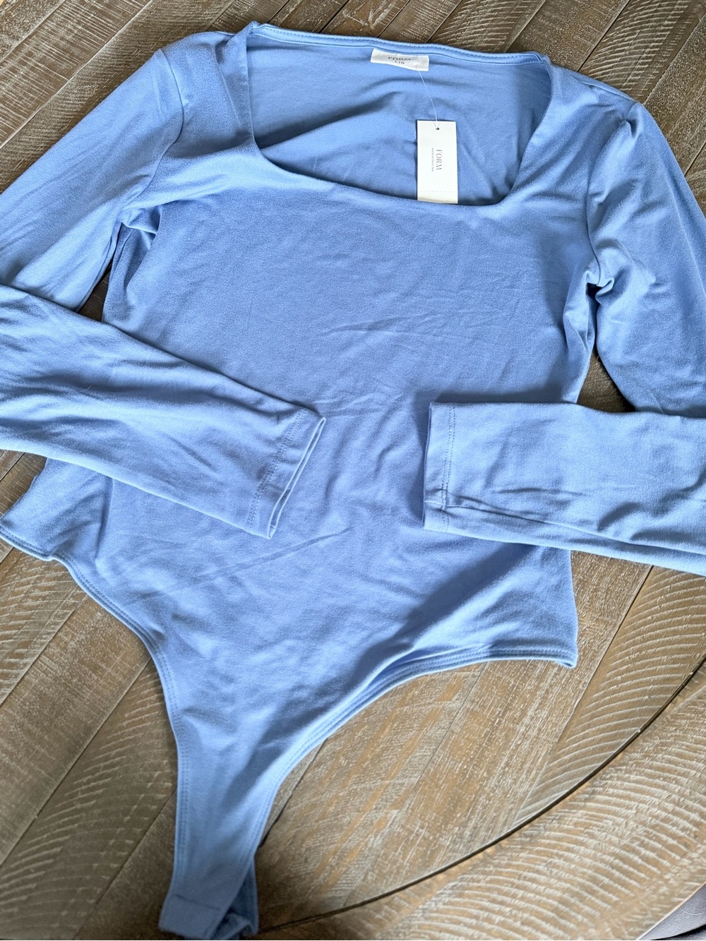 NWT Form Knitwear Blue Square Neck Bodysuit β Large